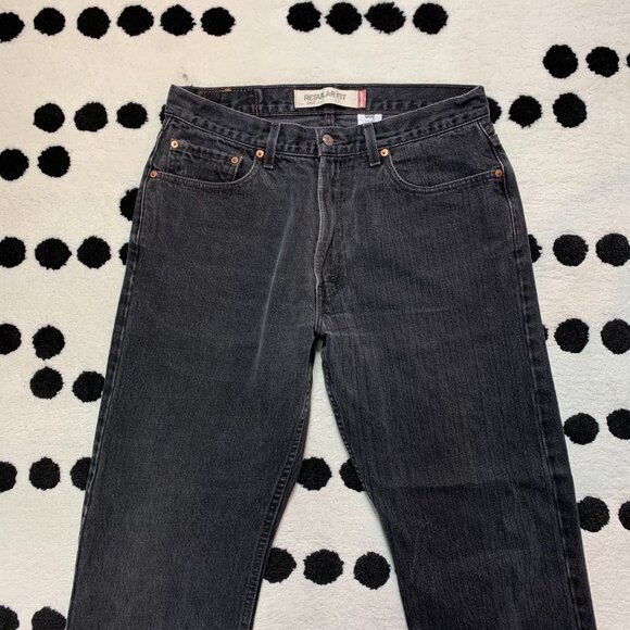 Vintage Y2K Levi's 505 Regular Fit Faded Washed Black Denim Straight Leg Jeans - Picture 2 of 13